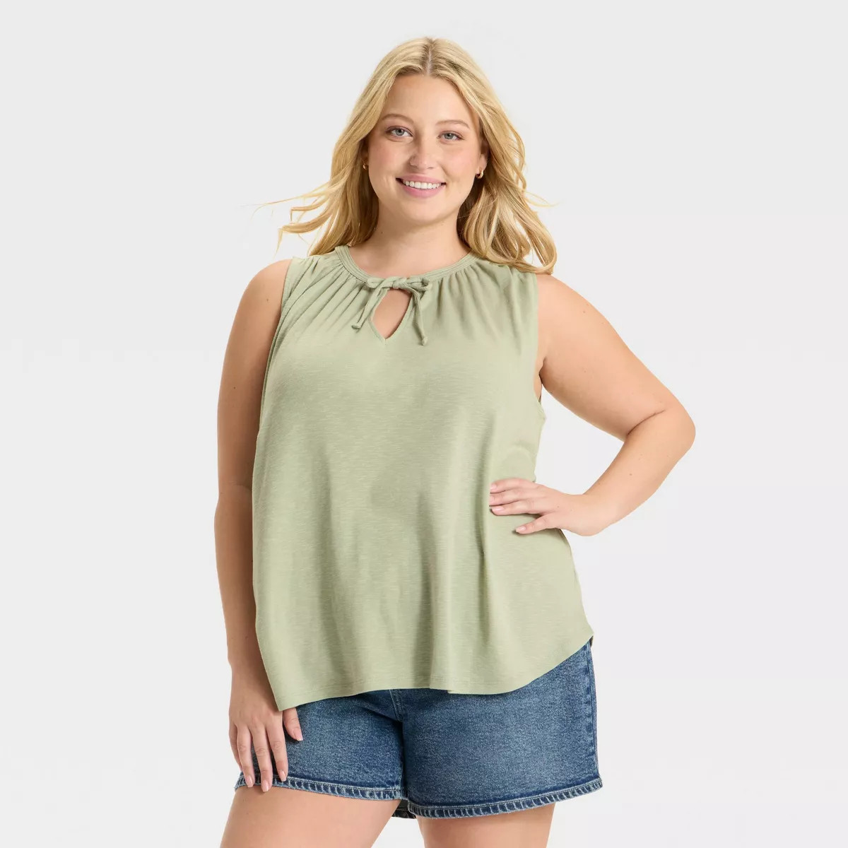 Women's V-Neck Swing Blouse - Ava & Viv™ Light Green XXL | Target