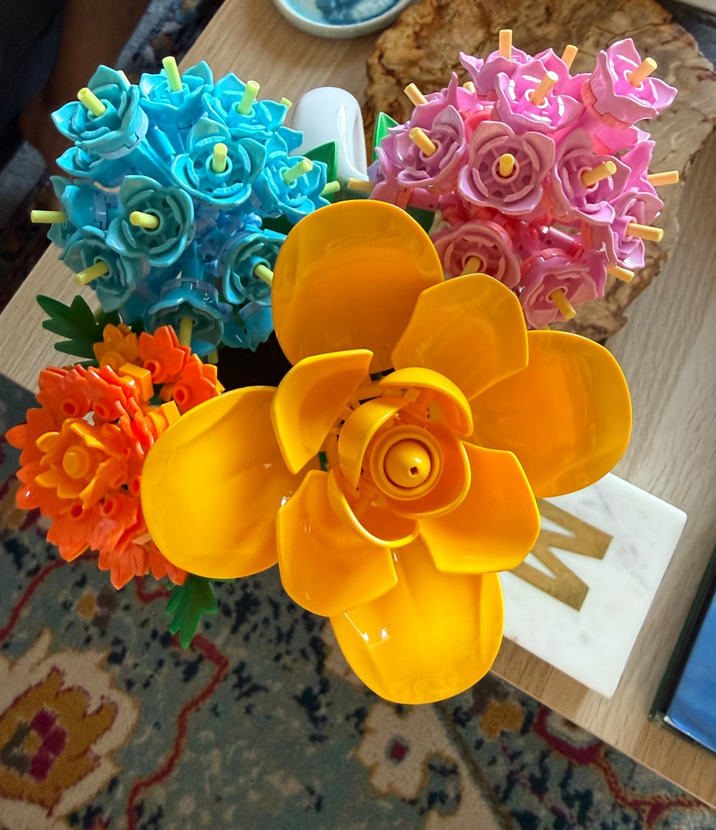 Into Lego-like flowers these days. These are easy to put together and a welcomed distraction. 