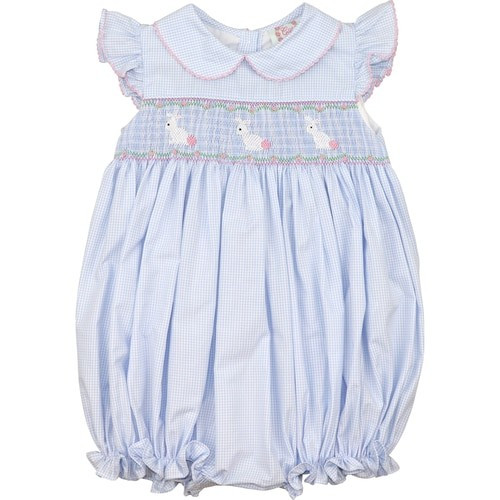 Blue Gingham Smocked Bunny Bubble - Shipping Mid-March | Cecil and Lou