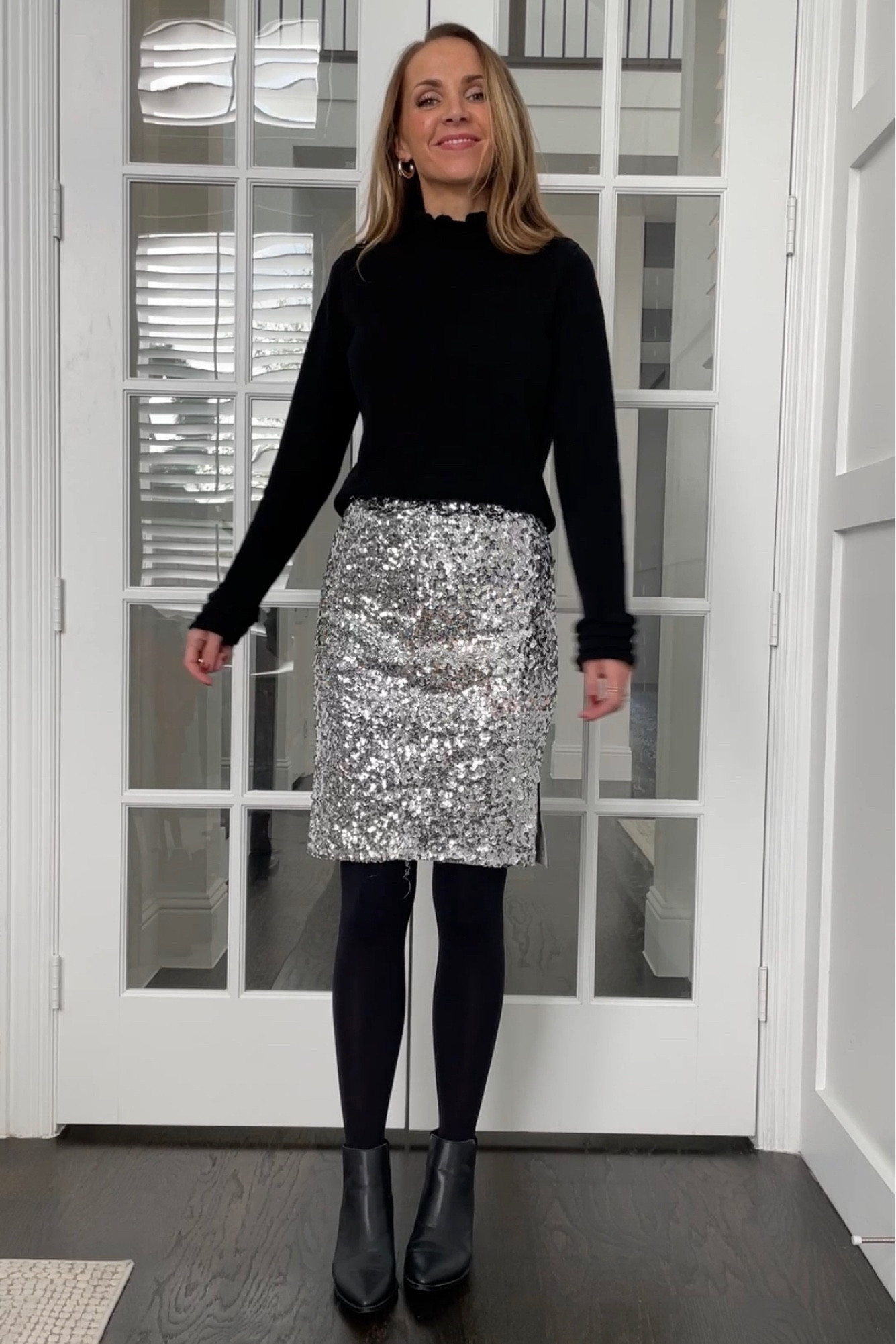 Sequin skirt black discount tights