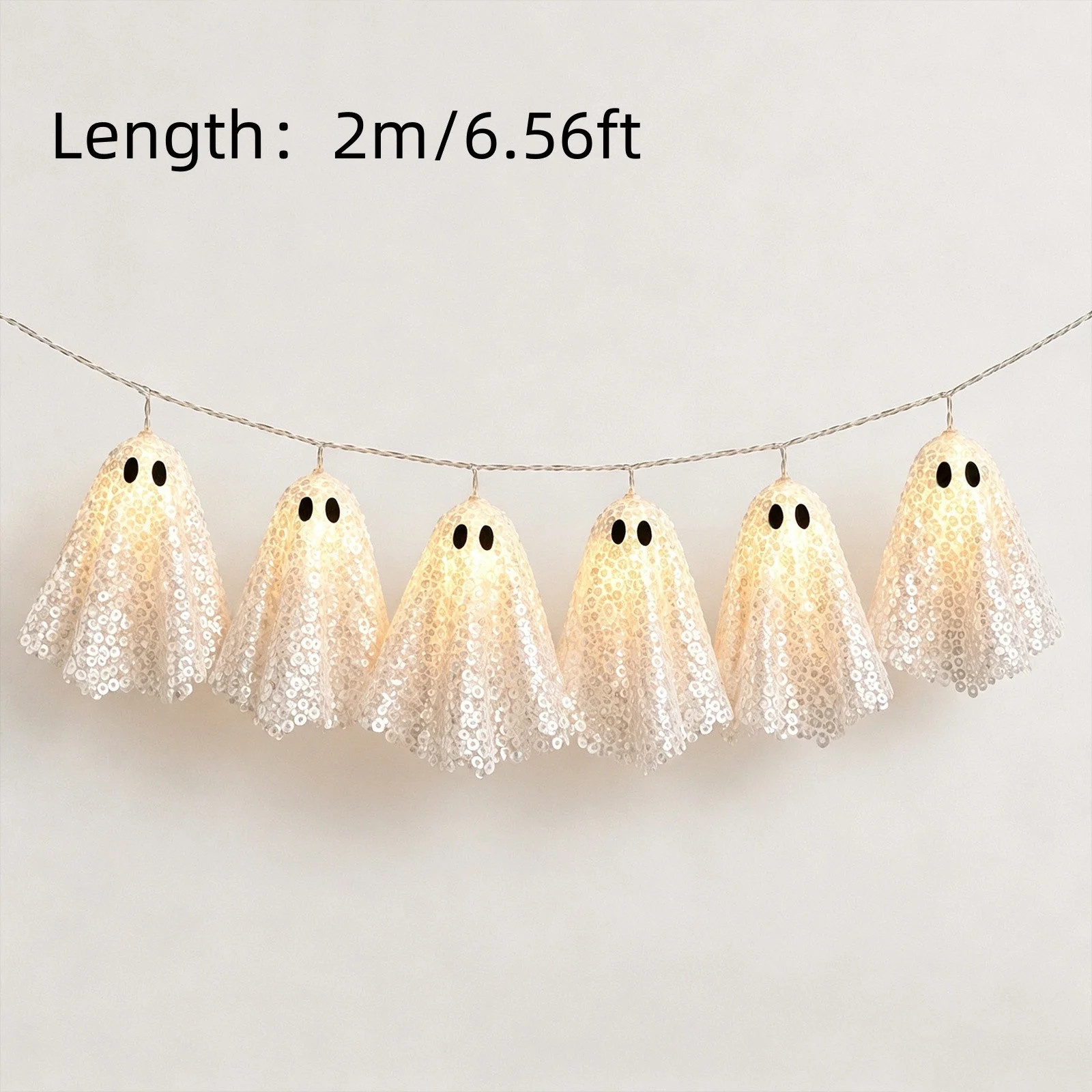 10 Sequin Light up Ghost Garland 6.56ft Ghosts Banners with Black Eyes Spook Ghosts Garland Hangi... | Walmart (US)