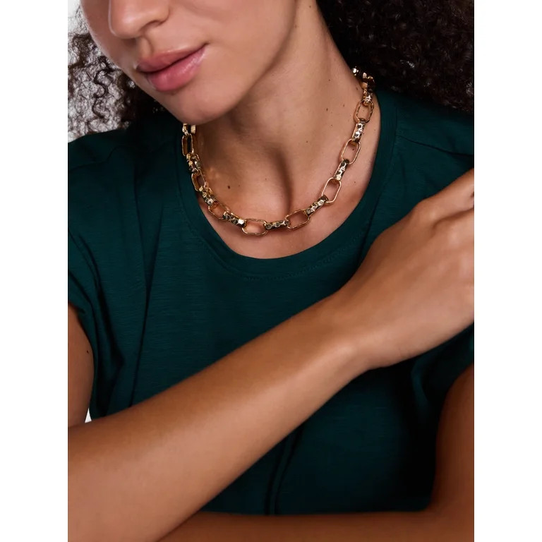 Scenario Women's Gold-Tone Chunky Twist Chain Necklace | Walmart (US)
