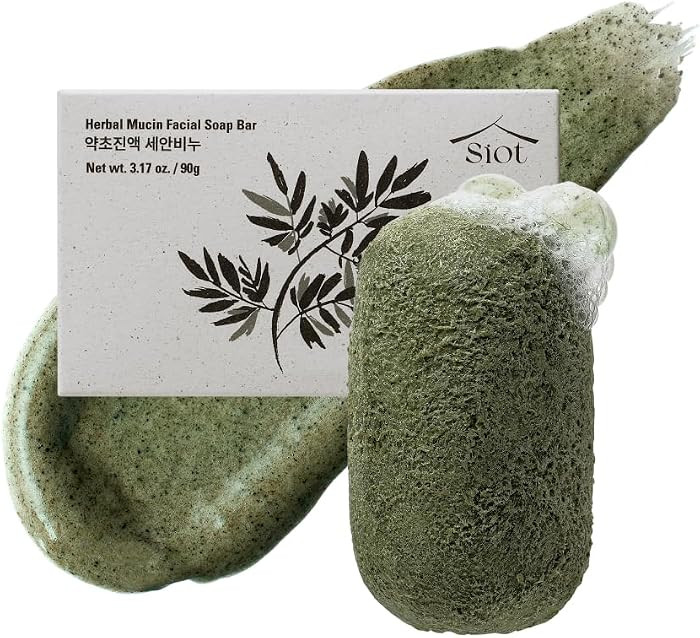 SIOT Herbal Mucin Facial Soap Bar | Hydrating & Soothing with Coconut, Jojoba, Olive Oil, Green T... | Amazon (US)