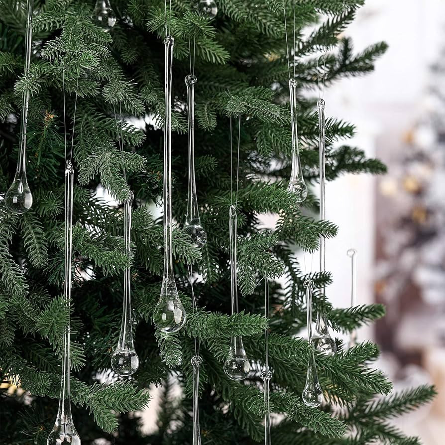 44 Pcs Clear Glass Teardrop Christmas Ornaments,4 Large Size | Amazon (US)