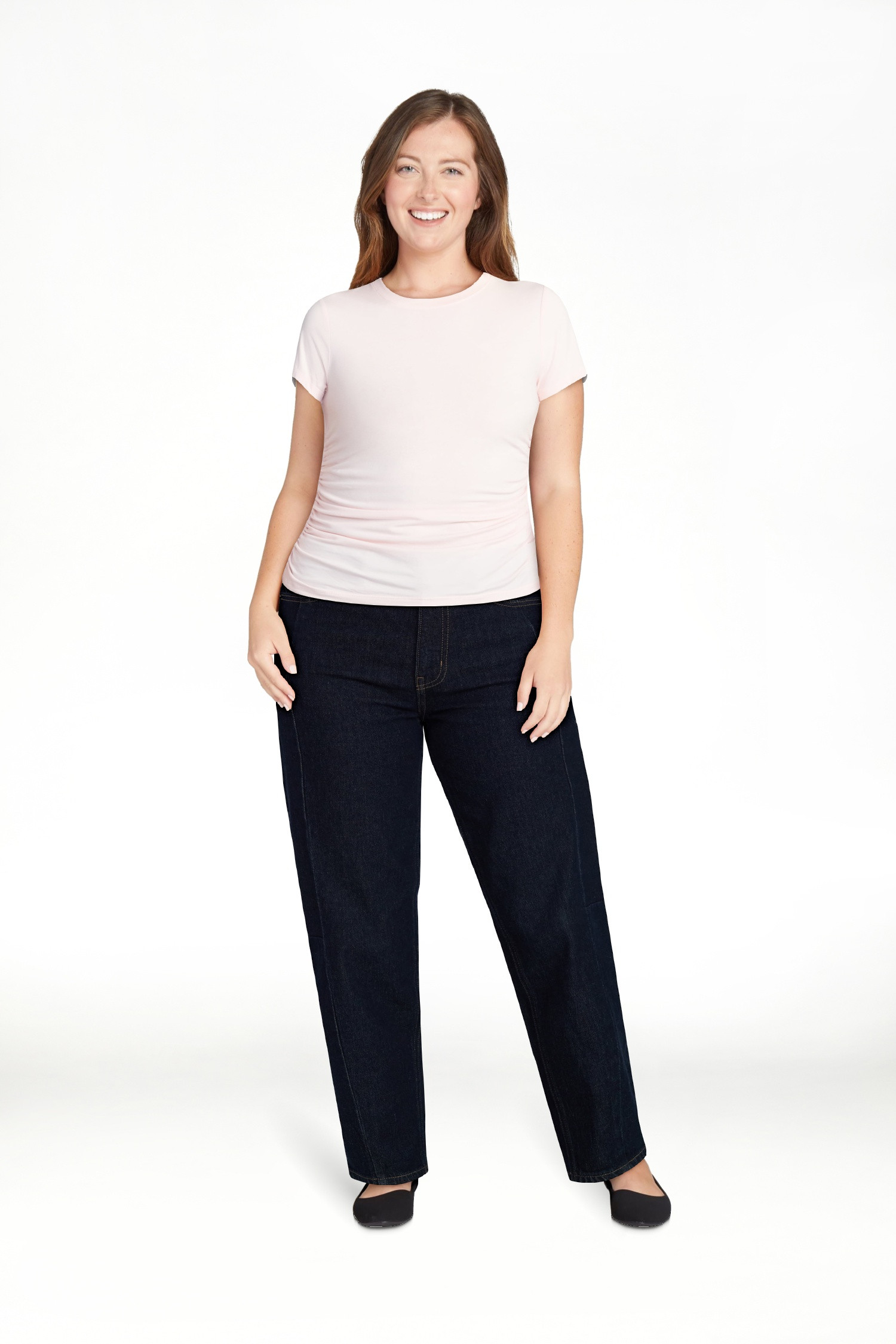 Time and Tru Women’s Ruched Tee with Short Sleeves, Sizes XS-XXXL | Walmart (US)