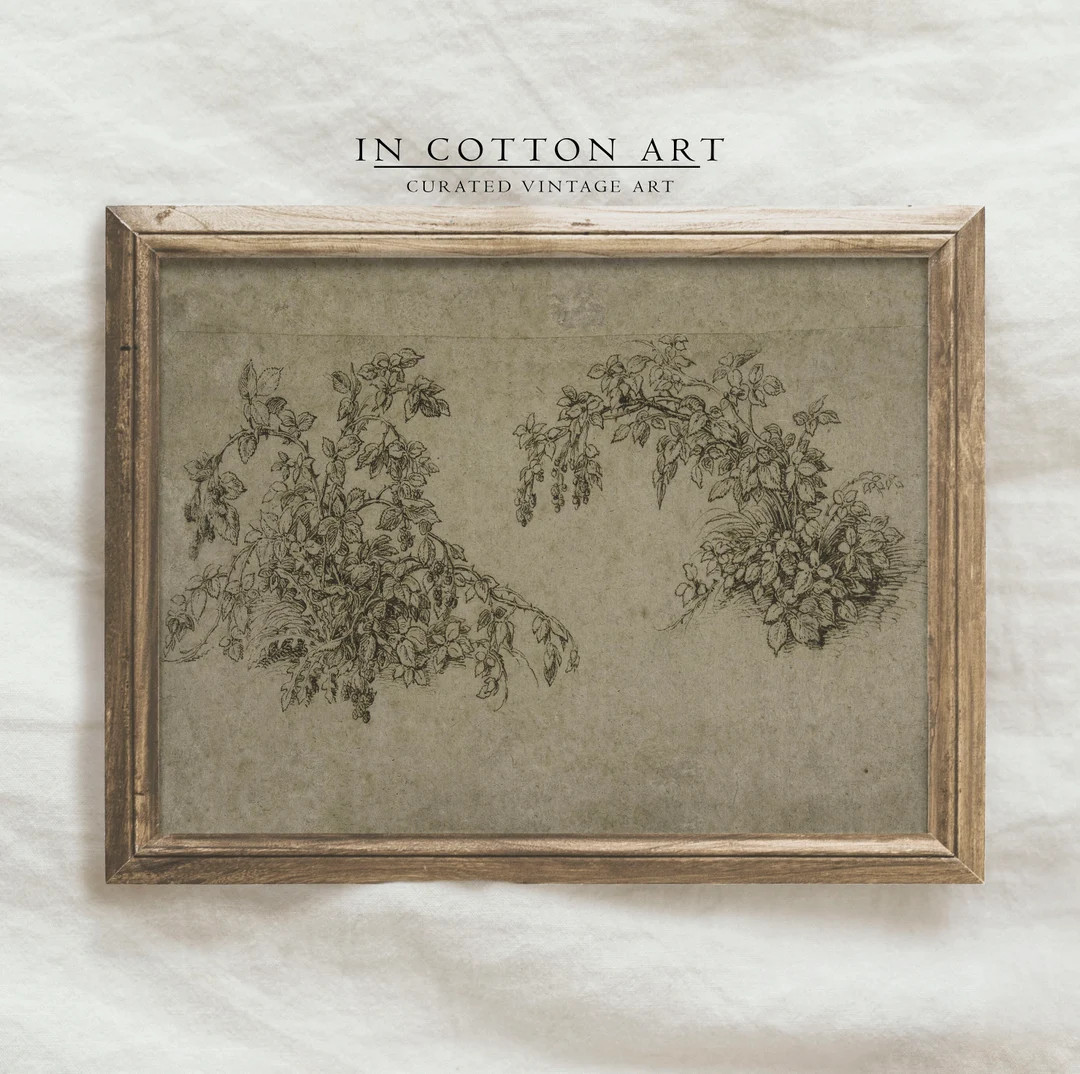 Autumn Botanical Sketch / Farmhouse Fall Wall Art Print / - Etsy | Etsy (US)