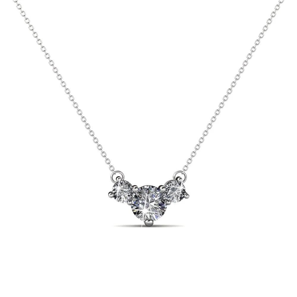 Cate & Chloe Calliope 18k White Gold Plated Three Stone Pendant Necklace for Women, Gift for Her | Walmart (US)