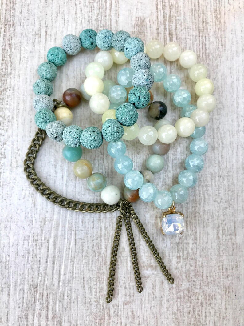 Antigua, bracelet stack, beachy, tropical, arm candy, blue, aqua bracelets | Etsy (US)