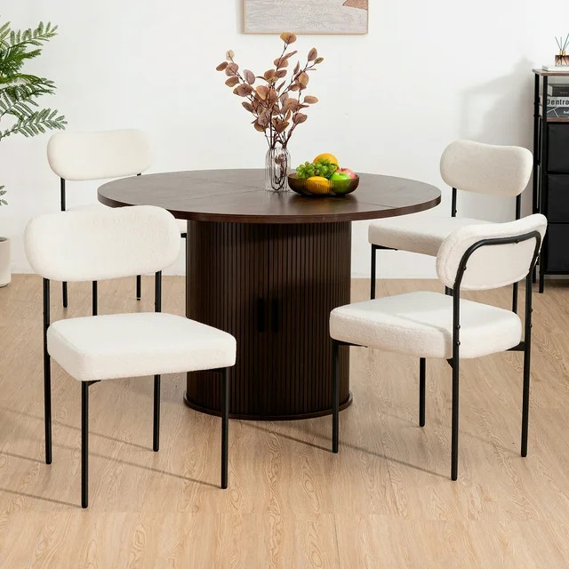 Hommpa Boucle Dining Chairs Set of 4 Modern Upholstered Kitchen Dining Room Chairs with Backrest ... | Walmart (US)