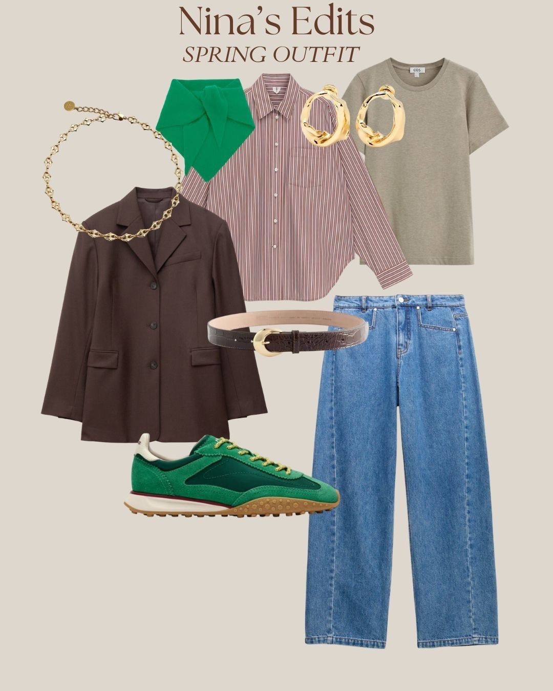 Spring browns + greens outfit 

#LTKootd