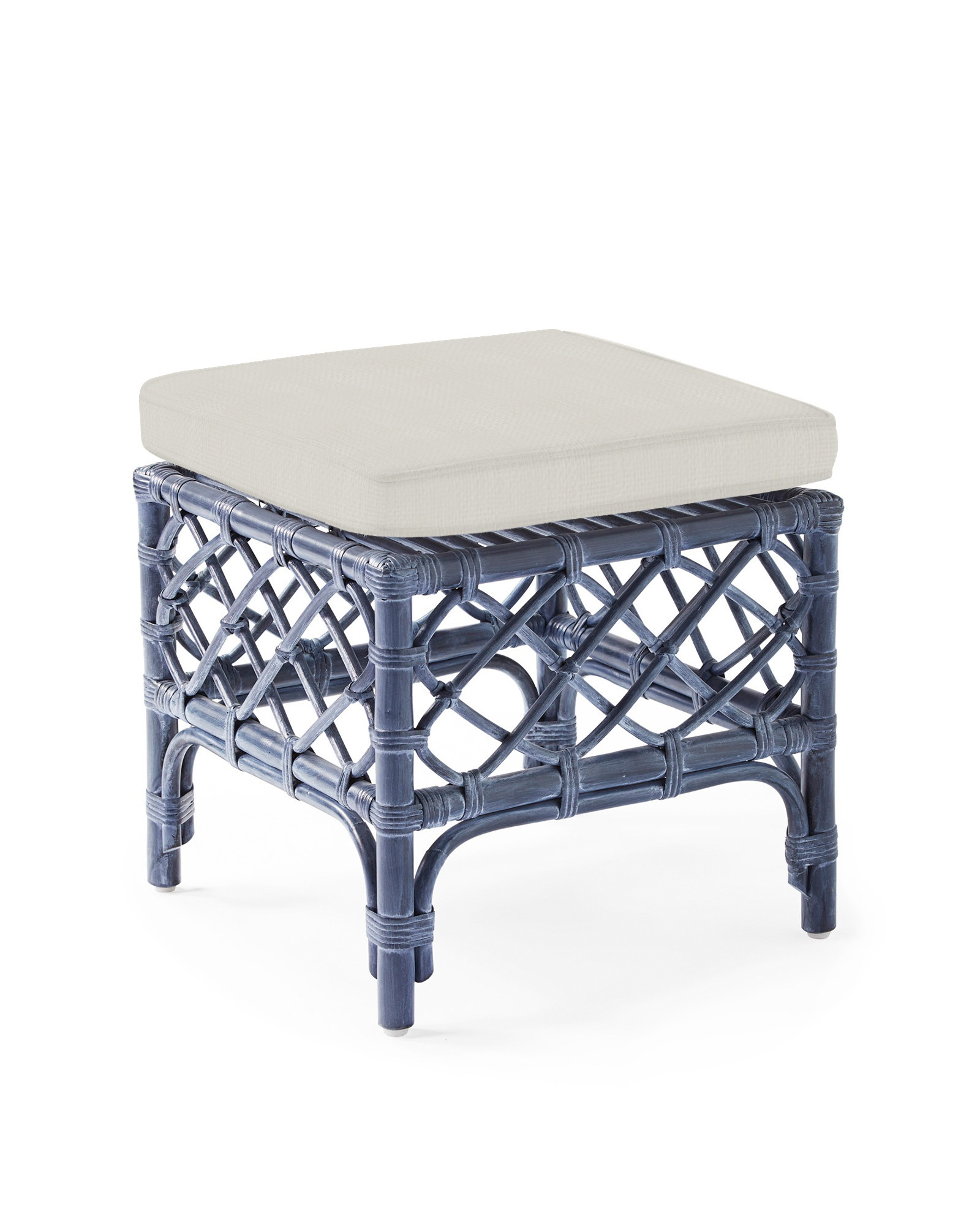 Avalon Rattan Stool - Vintage Indigo | Serena and Lily