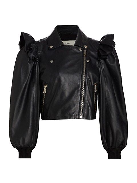 Cami NYC Beta Puff-Sleeve Leather Jacket | Saks Fifth Avenue