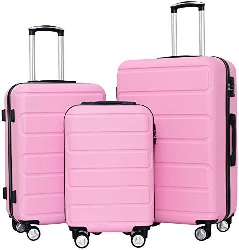 Ceilo Hardside Luggage Sets with TSA Lock Lightweight Suitcase With Spinner Double Wheels,Pink,3-... | Amazon (US)