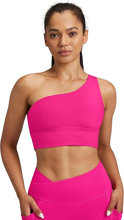 Queenie Ke Womens One Shoulder Sports Bra Left Side Strap Yoga Bras Gym Training Workout Crop Top... | Amazon (US)