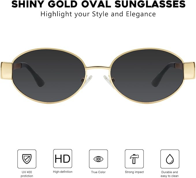 mosanana Retro Designer Oval Metal Sunglasses for Women Trendy Style MS52364 | Amazon (US)