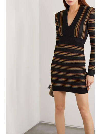 Striped metallic wool-blend mini dress | NET-A-PORTER (UK & EU)