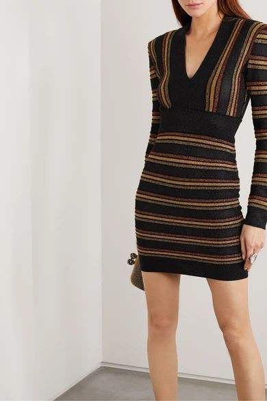 Striped metallic wool-blend mini dress | NET-A-PORTER (UK & EU)