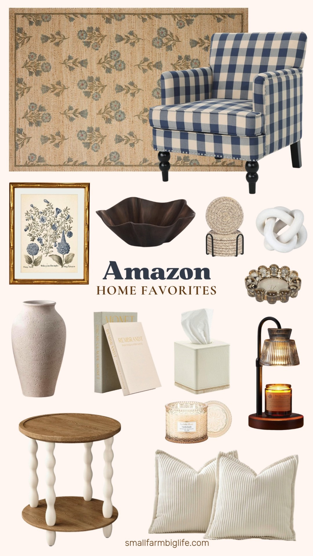 Amazon home refresh finds I’m loving lately 🤍✨

From the coziest Vanilla Bomb candle (paired with a chic candle warmer lamp) to gingham accent chairs, botanical wall art, and the prettiest decorative details, these pieces make your space feel layered and warm. Think soft rugs, cream pillow covers, wood knot decor, linen book boxes, and those little finishing touches that instantly elevate a room 🌿🕯️ 

 #LTKstorytime #LTKHome #LTKSaleAlert