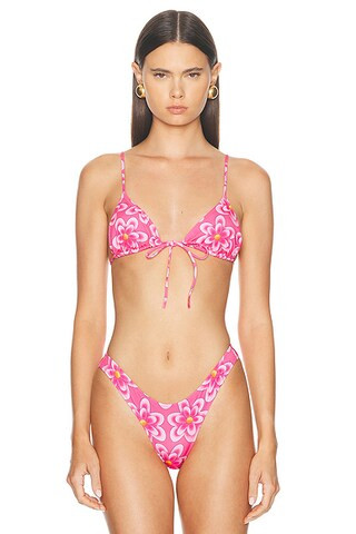X Elsa Hosk Triangle Front Tie Bikini Top | FWRD 