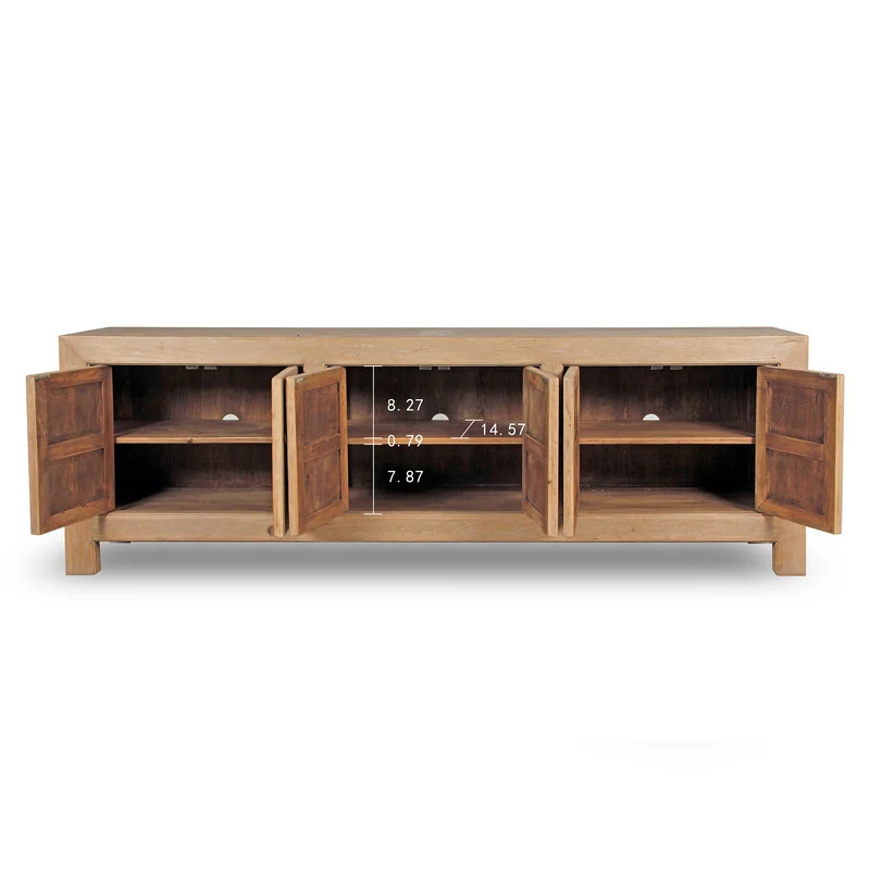 Capri Media Cabinet 6 Doors, Weathered Natural Pinewood 87x16x28H | Bed Bath & Beyond