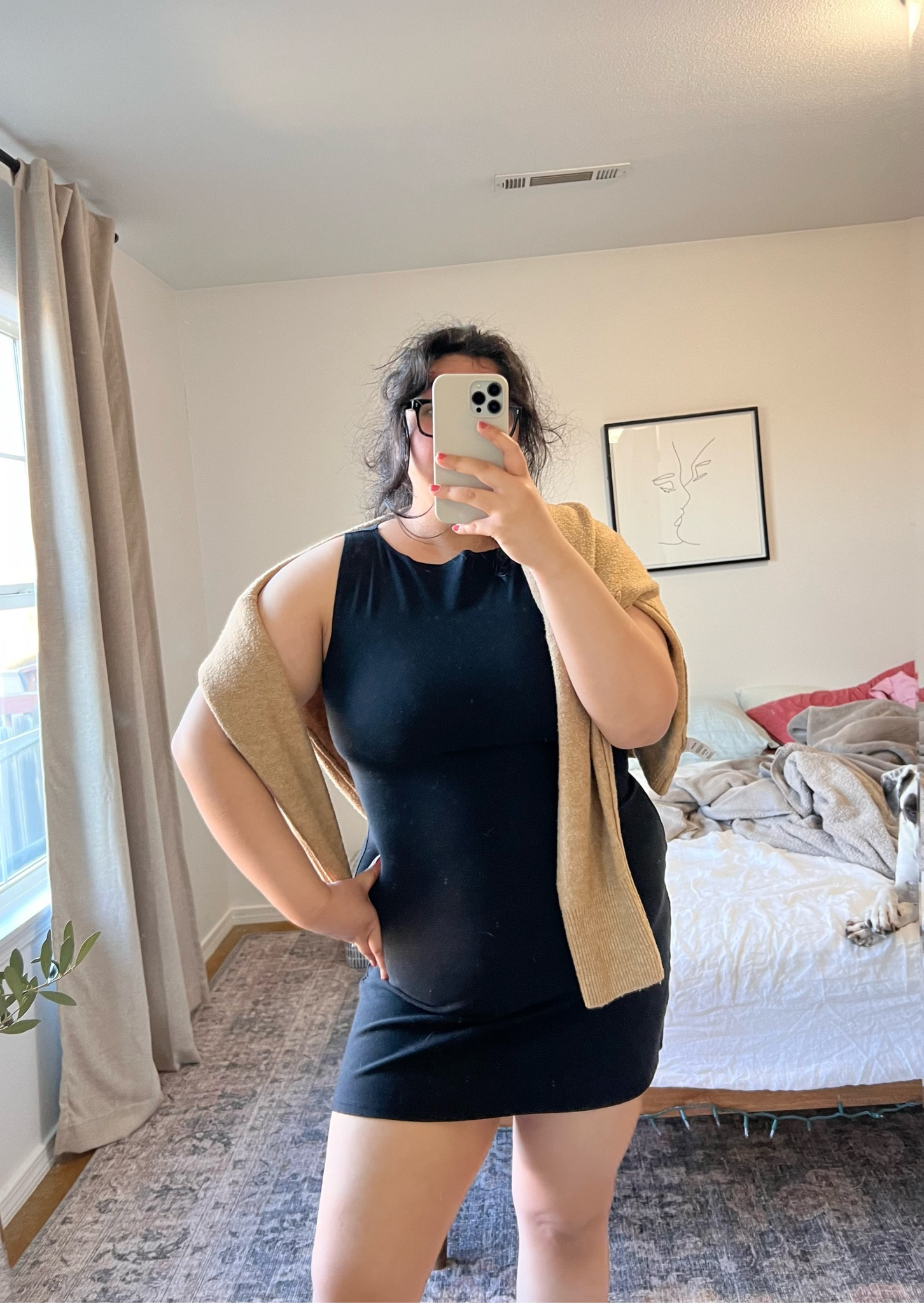 Minimal holiday outfit. 

• reformation nataly dress: wearing size xl but does run bigger in chest area so I would size down. Get so many compliments when wearing it. Favorite thing is I can dress it up with some pumps or knee high boots for the holidays. 

Reformation dress, black mini dress, minimal outfit 

#LTKHoliday #LTKMidsize #LTKPlusSize