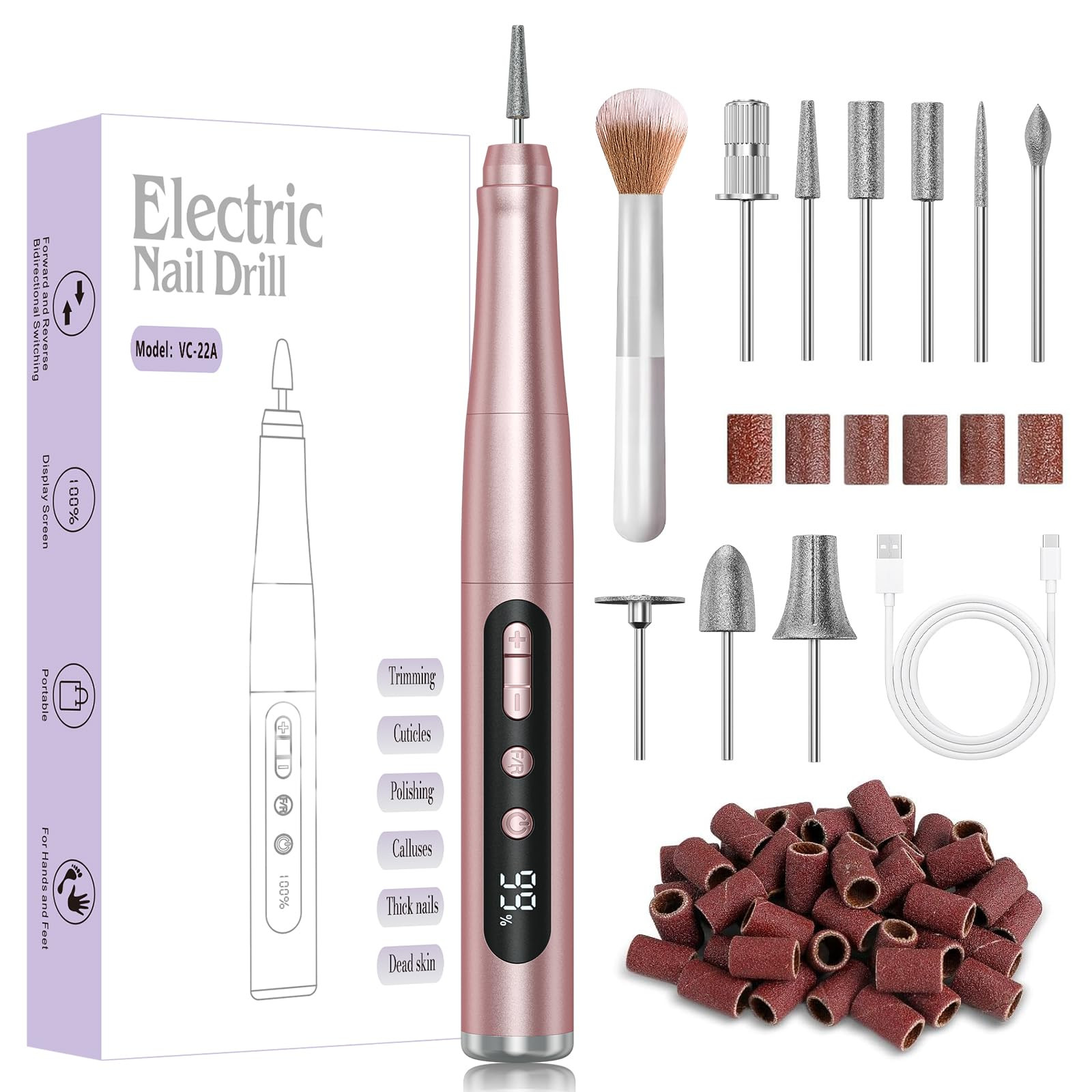 Cordless Nail Drill 35000RPM, Portable Electric Nail File for Acrylic Gel Nails, Professional Man... | Amazon (US)