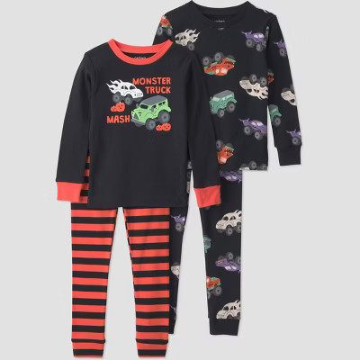 Carter's Just One You® Baby Girls' 4pc Long Sleeve Ghouls and Candy Printed Cotton Halloween Pajama Set - White/Pink 12M | Target