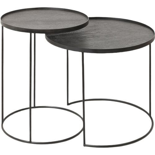 Set of 2 Tray Side Tables - Black - Ethnicraft | End Table, Accent Table - 20Lx26Hx20W in | One Kings Lane
