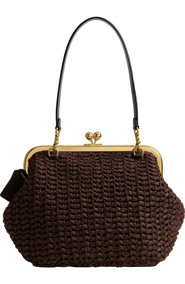 Large Kisslock Woven Straw Frame Bag | Nordstrom