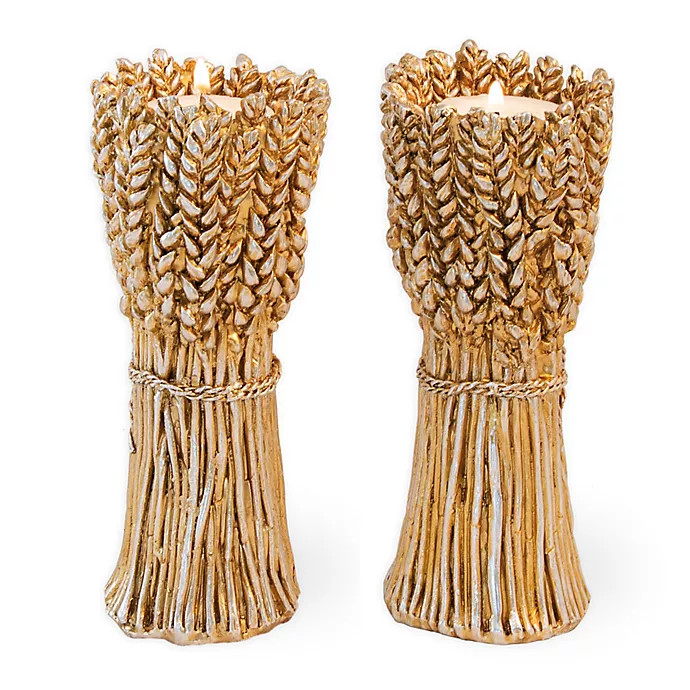 Boston International Harvest Wheat Tea Light Holder in Gold/Copper | Bed Bath & Beyond