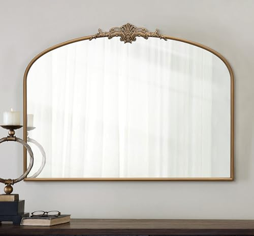 Besdomus Arched Mirror, 40 x 30 Inch Gold Traditional Vintage Ornate Baroque Large Mirror Antique Style Wall Mounted Mirrors for Entryway, Fireplace, Living Room, Hallway, Bathroom | Amazon (US)