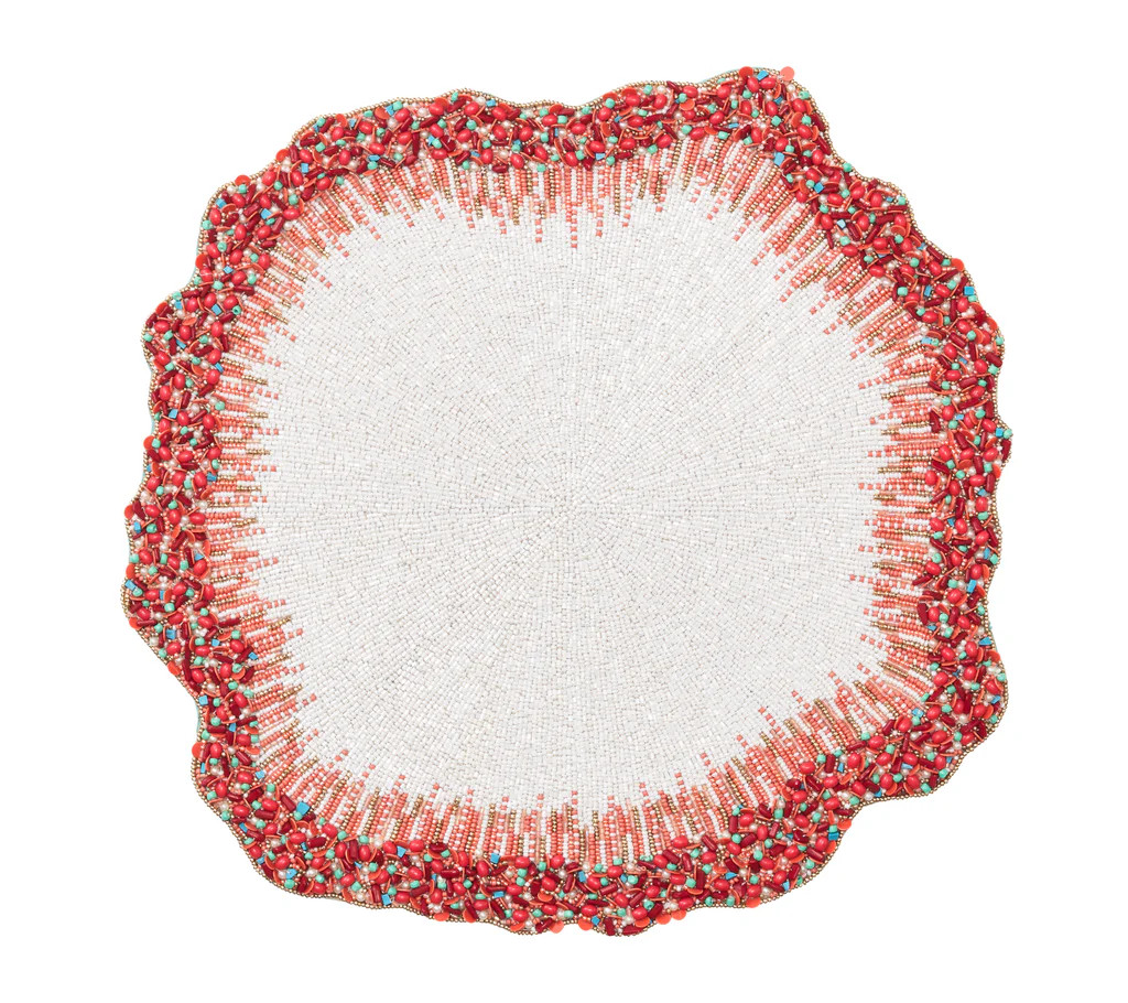 Reef Chic Placemat in White, Coral & Turquoise, Set of 2 | Over The Moon