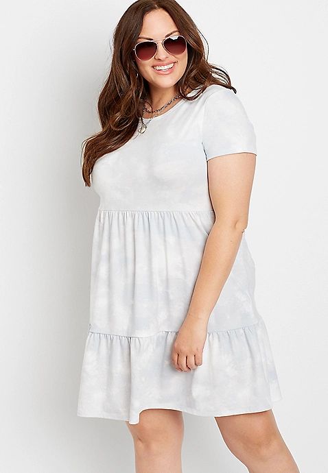 Plus Size 24/7 Tie Dye Babydoll Mini Dress | Maurices