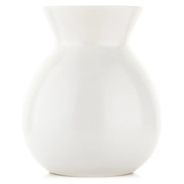 White Rustic Ceramic Decorative Table Vase, 8"x6.75" | Walmart (US)