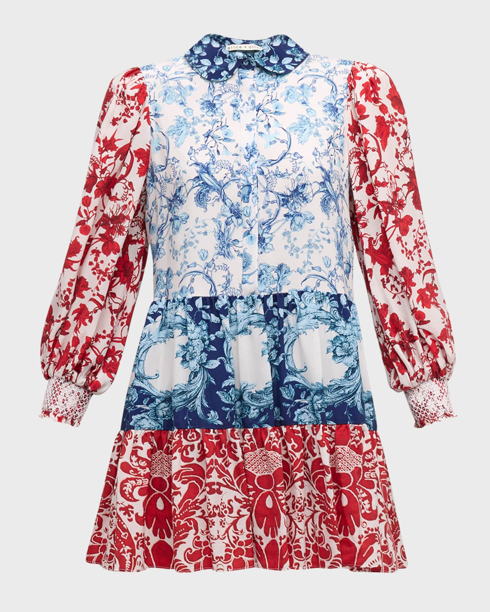 Paulie Tiered Blouson-Sleeve Mini Dress | Neiman Marcus