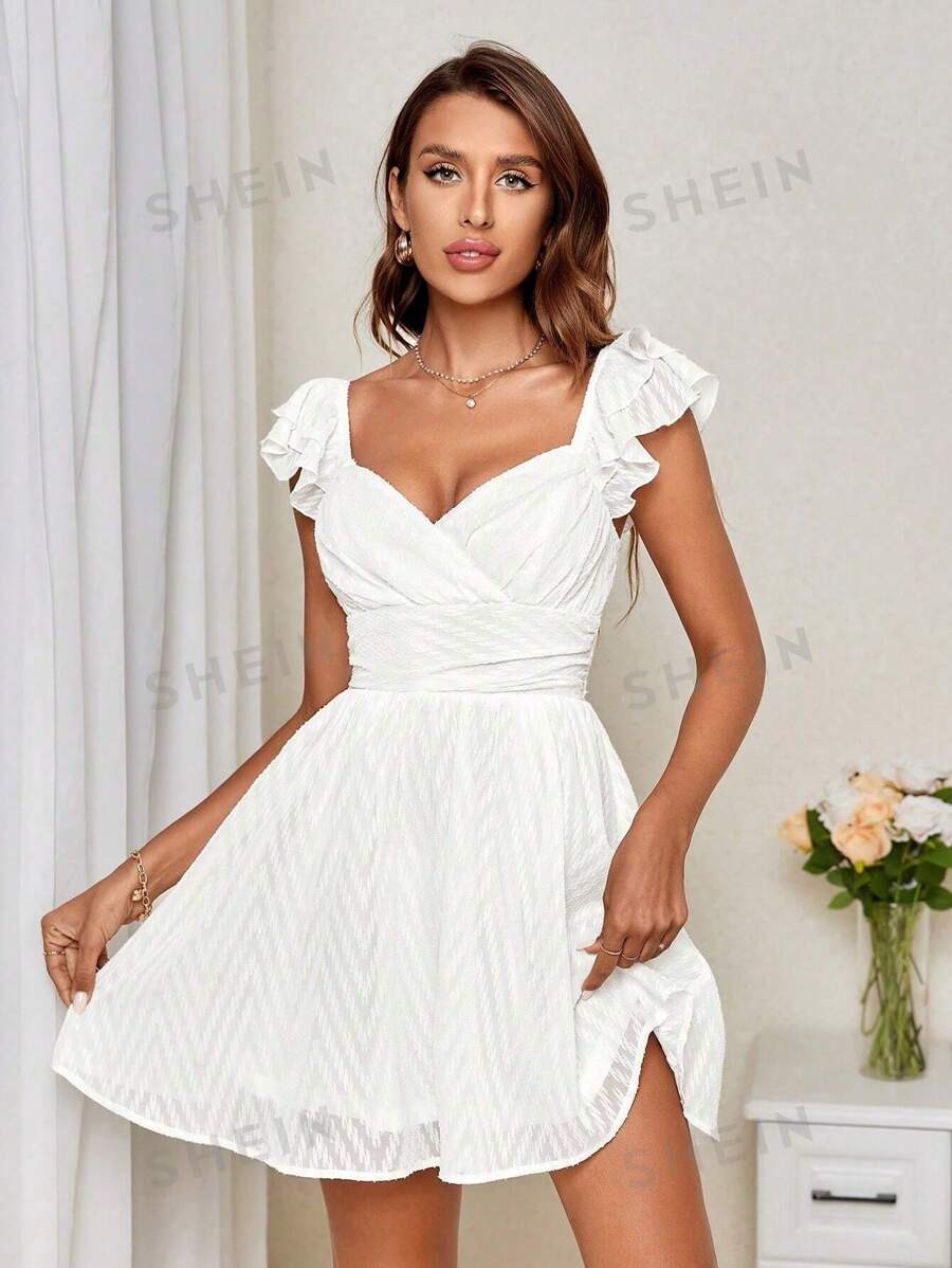 SHEIN Privé Summer Simple & Romantic A-Line Plus Size Dress With Cinched Waist And Cut-Out Patte... | SHEIN