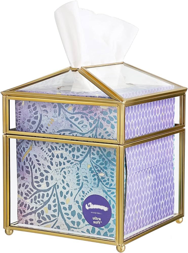 Sumnacon Square Clear Glass Paper Tissue Box, Decorative Glass Napkin Storage Box, Facial Tissue ... | Amazon (US)