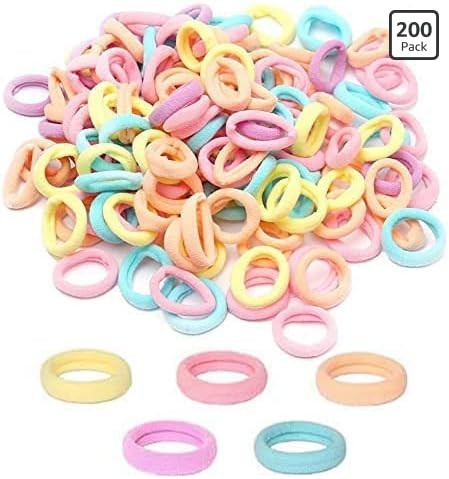 200Pcs Baby Hair Ties, Soft Cotton Toddler Hair Ties 1 Inch Multicolor Seamless Hair Bands for Gi... | Amazon (US)