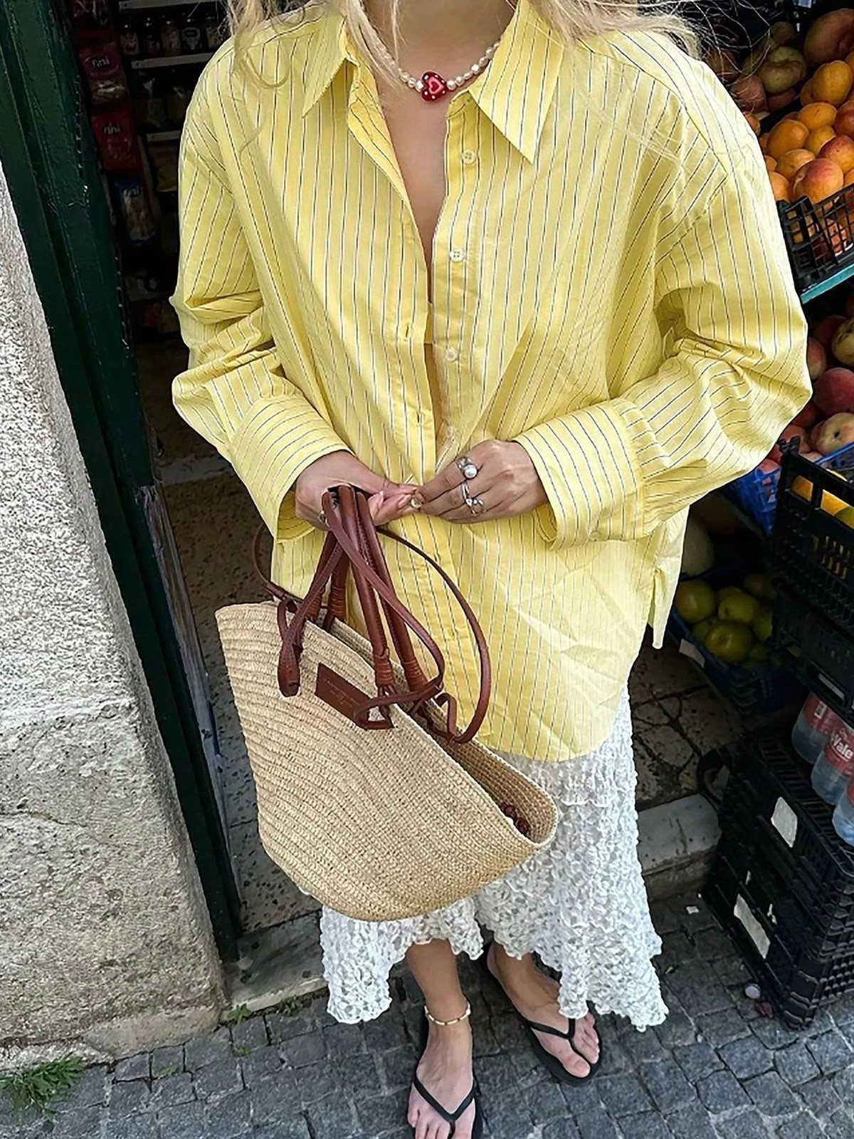 Summer Vacation Europe Travel Trip Outfit 

Womens Button Down Shirts Striped Classic Long Sleeve Collared Office Work Blouses Tops with Pocket

Women Lace Long Skirt Satin High Waist A-line Midi Skirt Y2K Summer Elegant Beach Party Maxi Skirts

Como woven straw tote 

Women Cherry Thong Flip Flop

#LTKTravel #LTKU #LTKSeasonal