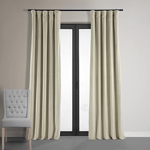 HPD Half Price Drapes VPCH-P Signature Blackout Velvet Curtain (1 Panel), 50 in x 108 in, Cool Beige | Amazon (US)