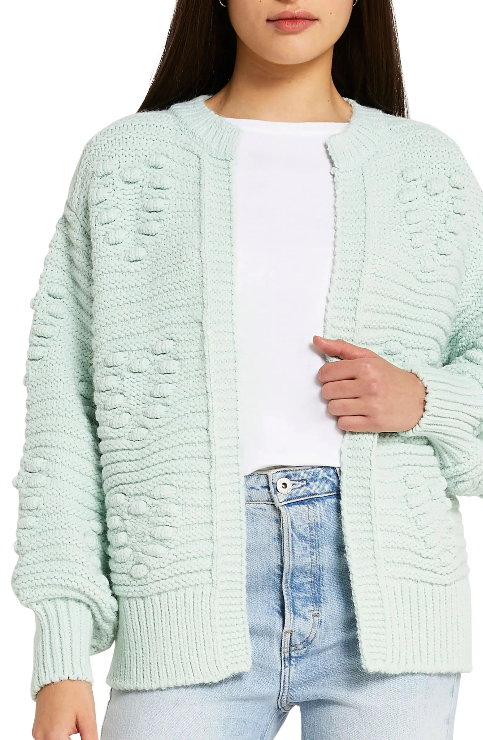 Heart Pompom Open Front Cardigan | Nordstrom