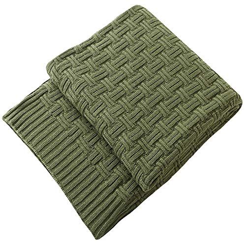 TREELY 100% Cotton Knitted Throw Blanket Couch Cover Blanket(60 x 80 Inches, Green Forest) | Amazon (US)