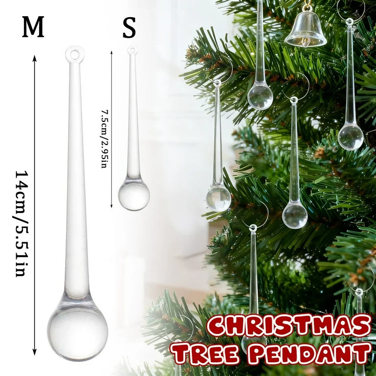 Christmas Decorations - 6Pcs Clear Glass Teardrop Christmas Ornaments Crystal Raindrop Hanging Or... | Walmart (US)
