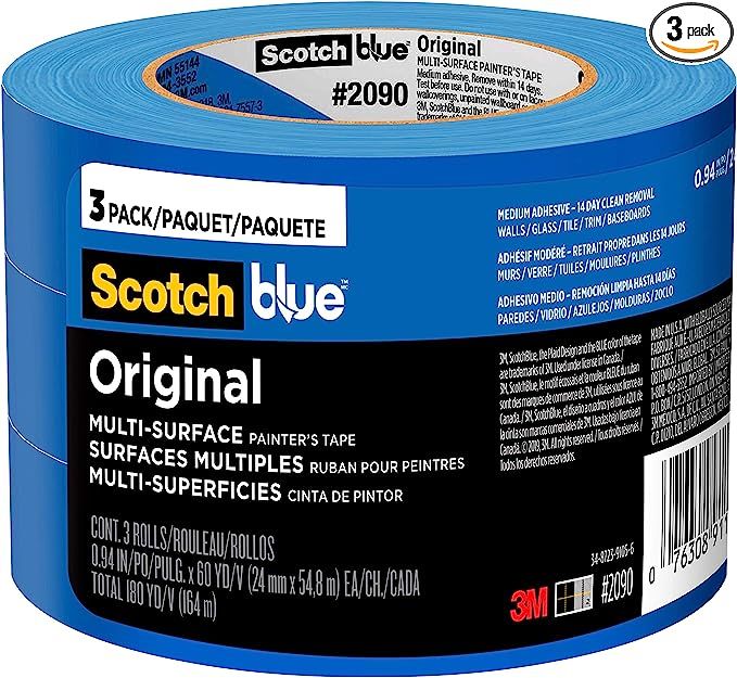 Scotch Original Multi-Surface Painter's Tape, .94 inches x 60 yards (180 yards total), 2090, 3 Ro... | Amazon (US)