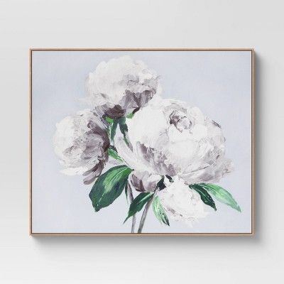36" x 30" Flower Framed Canvas White - Threshold™ | Target
