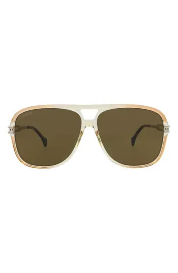 Gucci 63mm Aviator Sunglasses in Orange Silver Brown at Nordstrom Rack | Nordstrom Rack