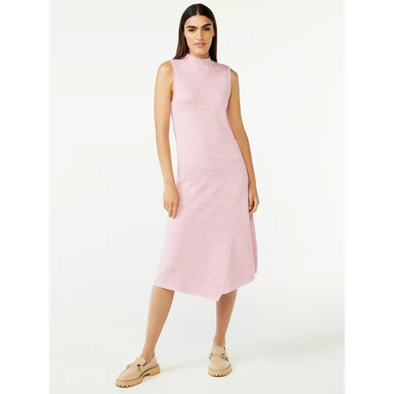 Free Assembly Women's Sleeveless Mock Neck Diagonal Seam Midi Sweater Dress | Walmart (US)