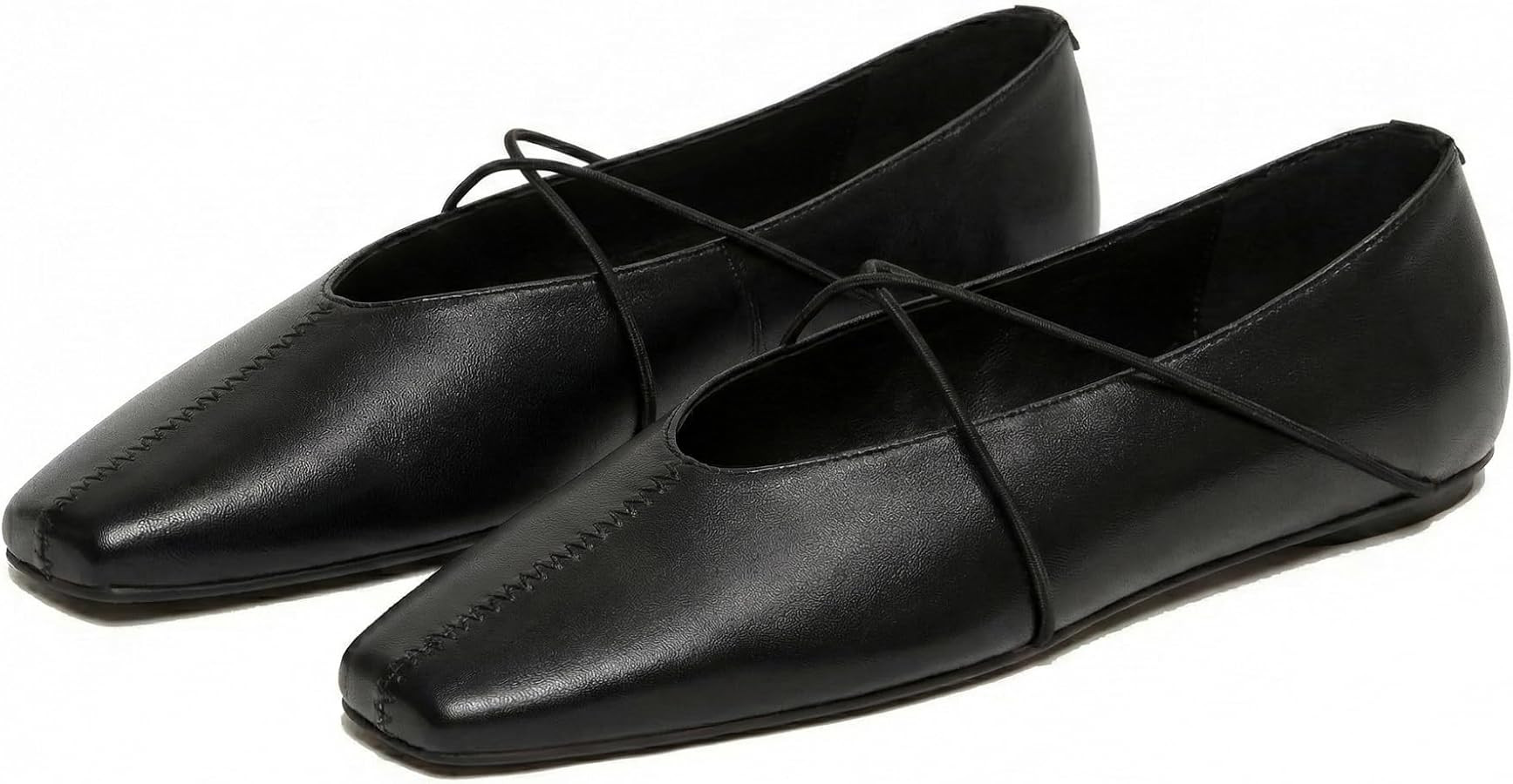 Women's Square Toe Ballet Flats Criss-Cross Straps Comfortable Slip On Mary Jane Flat Shoes for O... | Amazon (US)