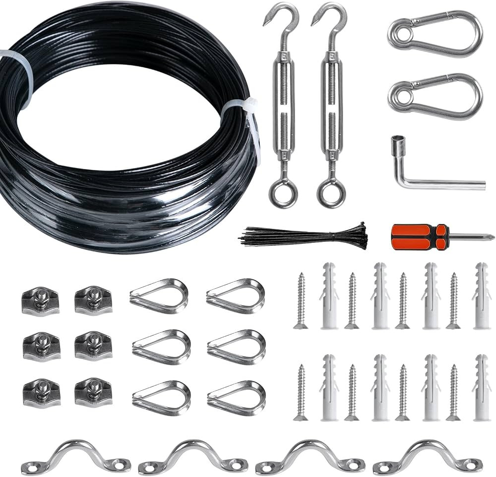 Brightown String Lights Hanging Kit for Outdoor, Includes 100Ft Stainless Steel(304) Suspension R... | Amazon (US)