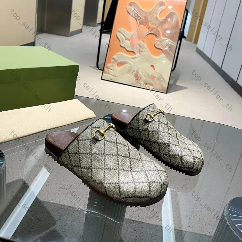 Designer Sandal Woman Slippers Mens Shoes Mules Metal Buckle Slide Printing Leather Sandals Bloom... | DHGate